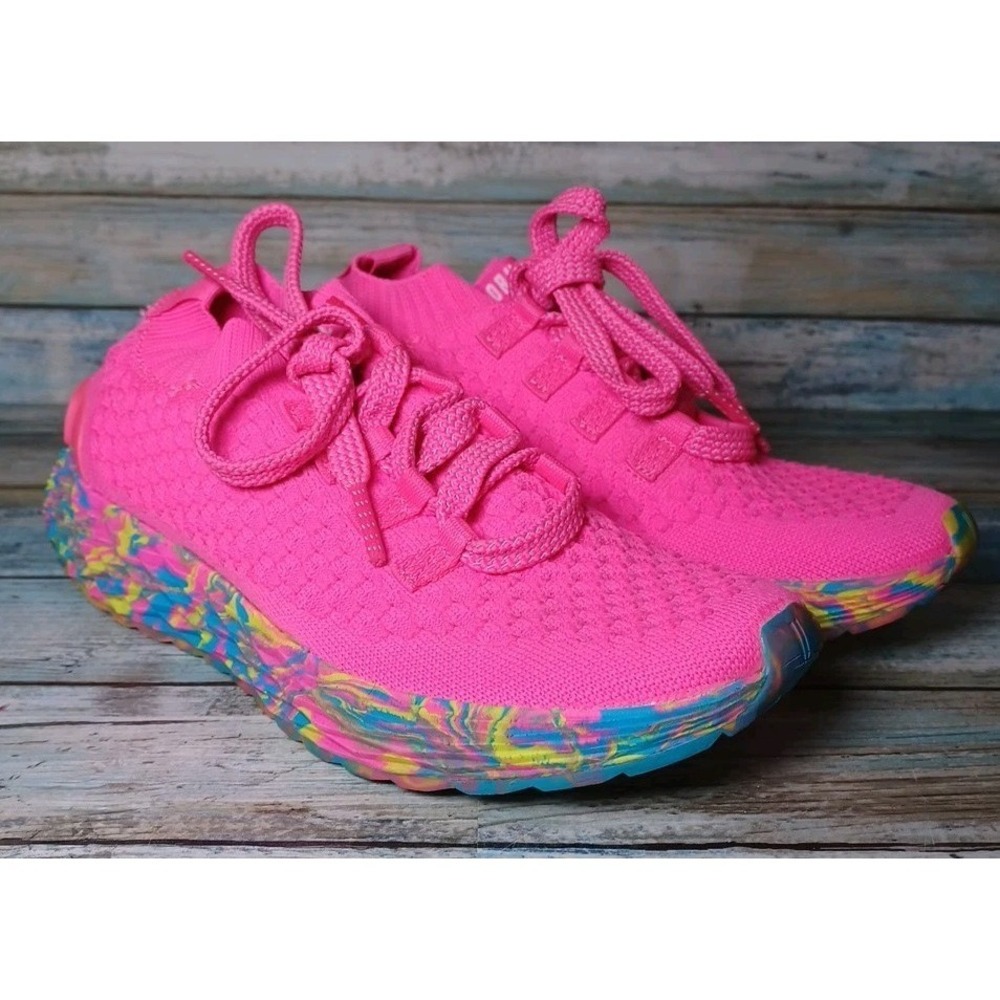 No Bull Allday Knit Neon Pink Swirl Aspire Sneakers Gym Workout W-6.5 M-5